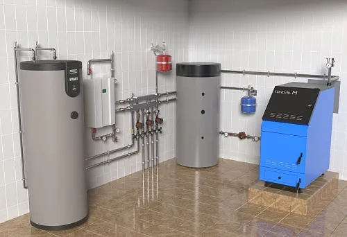 3D-визуализация системы отопления с буферной емкостью 3D-визуализация системы отопления с буферной емкостью