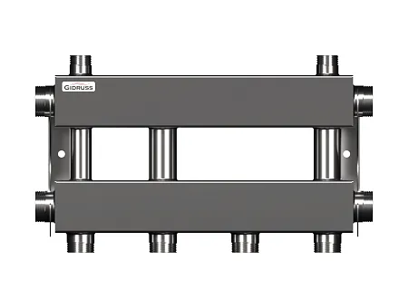 Нержавеющий коллектор для отопления на 2 потребителя dn32 (вход dn40) - MKSS-150-2x32