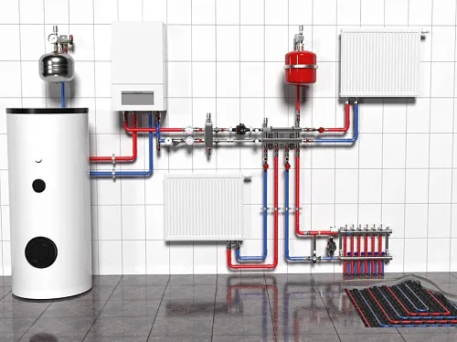 Пример котельной по схеме настенный газовый котел с дополнительным насосом