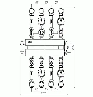 Обвязка коллектора отопления на 4 контура с насосными группами до 100 кВт - TU-MK100-4 (анонс) Обвязка коллектора отопления на 4 контура с насосными группами до 100 кВт - TU-MK100-4 (анонс)