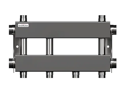 Нержавеющий коллектор для отопления на 2 потребителя dn25 (вход dn40) - MKSS-150-2x25