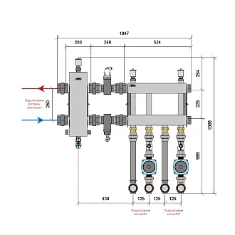Комплект обвязки обвязки двух котлов до 200 кВт