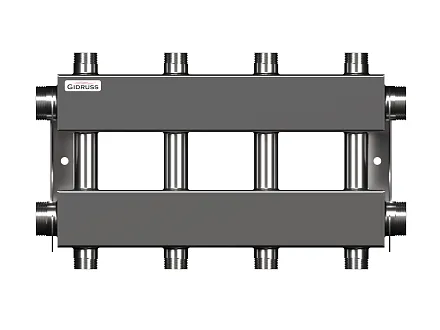Нержавеющий коллектор для отопления на 4 - 5 потребителей dn25 (вход dn40) - MKSS-150-4DUx25