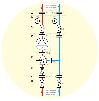 Анонс схемы насосной группы с термостатическим клапаном TU-NG-02