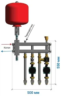 Подойдет для одноэтажного дома с подведением двух контуров снизу