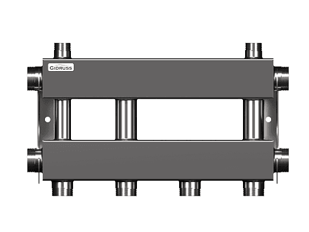 Нержавеющий коллектор для отопления на 2 потребителя dn32 (вход dn40) - MKSS-150-2x32