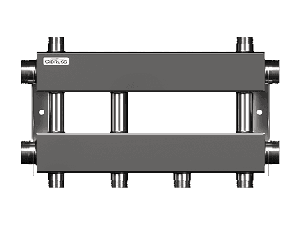 Нержавеющий коллектор для отопления на 2 потребителя dn25 (вход dn40) - MKSS-150-2x25
