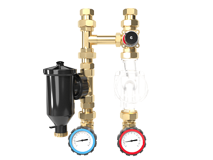 Насосная группа с трехходовым смесителем DN25 и дешламатором - NG-25CD