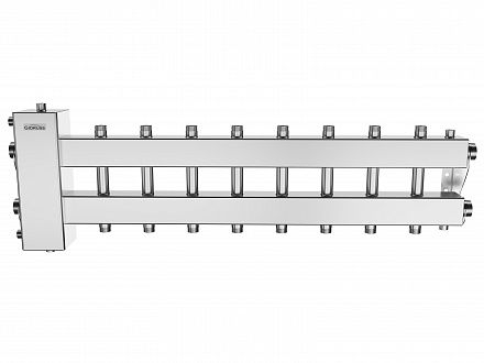 Нержавеющий коллектор с гидрострелкой на 8 - 9 контуров BMSS-150-9DU