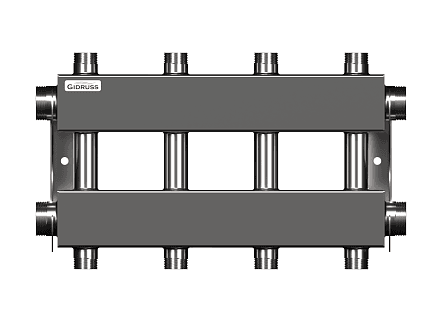 Нержавеющий коллектор для отопления на 4 - 5 потребителей dn25 (вход dn40) - MKSS-150-4DUx25