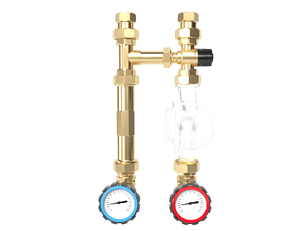 NG-25CTS (1″, термостатический смеситель KVs 2.5, 20-43°С, краны Gidruss с термометрами, для теплого пола)