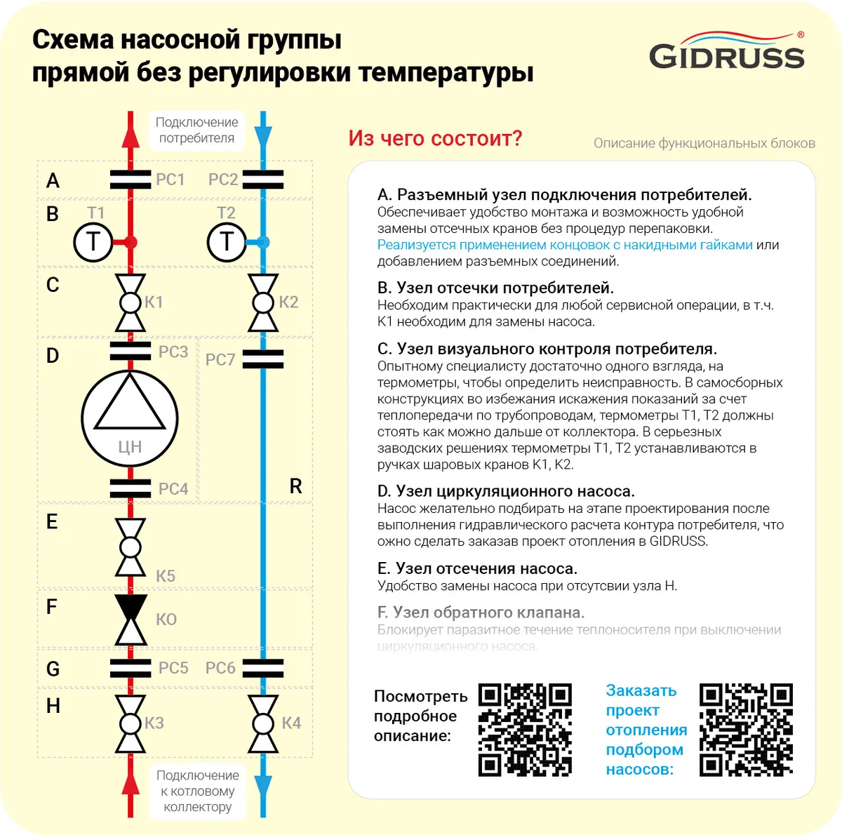 Схема прямой насосной группы без регулировки температуры TU-NG-03