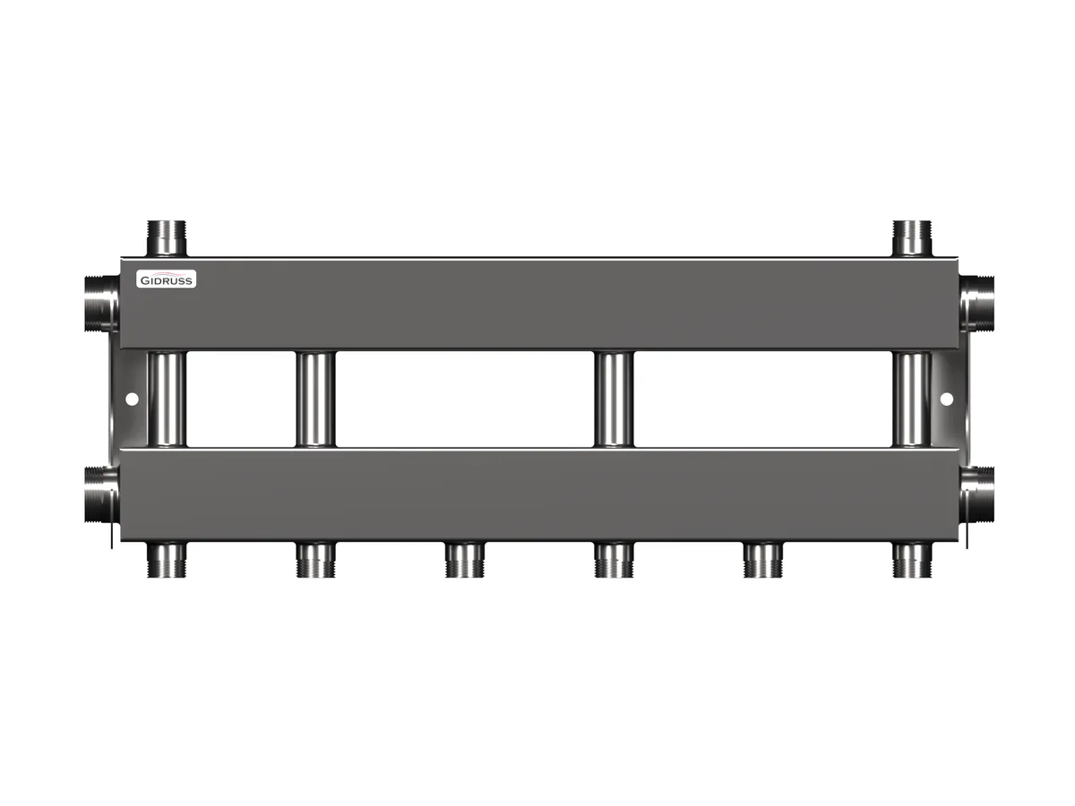 Нержавеющий коллектор для отопления на 3 потребителя dn25 (вход dn40) - MKSS-150-3x25