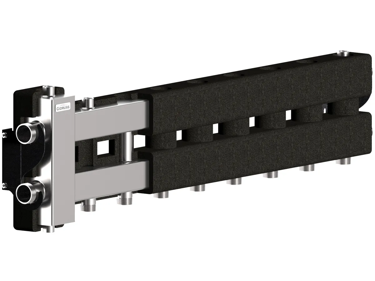 Нержавеющая гидрострелка с коллектором на 5 контуров BMSS-80-5D.EPP