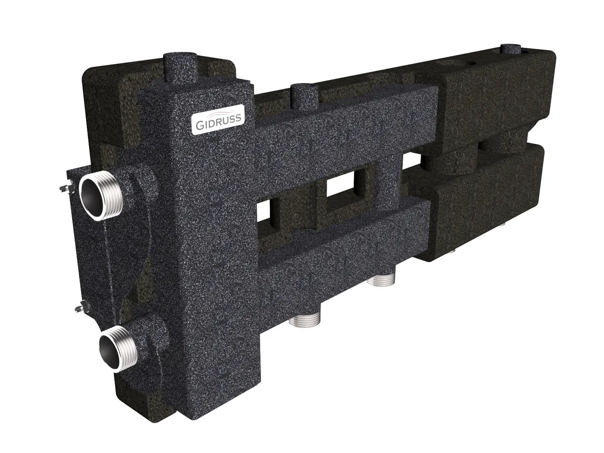 Коллектор отопления с гидрострелкой на 2 - 3 контура BM-60-3DU.EPP (артикул BM 6002T 20) - аналог Север М2+1, GSK 25-2.1 ECO