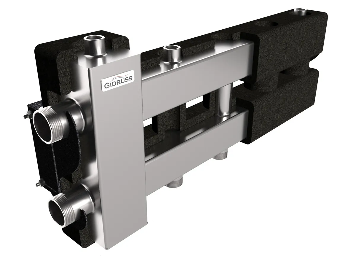 Нержавеющая гидрострелка с коллектором на 2+1 контура BMSS-80-3D.EPP