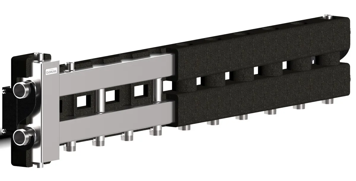 Нержавеющая гидрострелка с коллектором на 6 контуров BMSS-80-6D.EPP Нержавеющая гидрострелка с коллектором на 6 контуров BMSS-80-6D.EPP