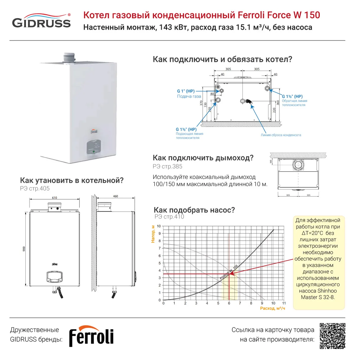 Ferroli Force W 150 купить из наличия как подключить Ferroli Force W 150 купить из наличия как подключить