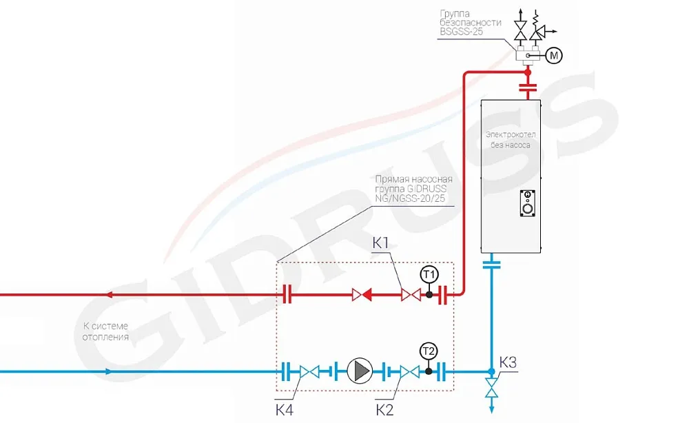 Схема обвязки электрокотла без насоса