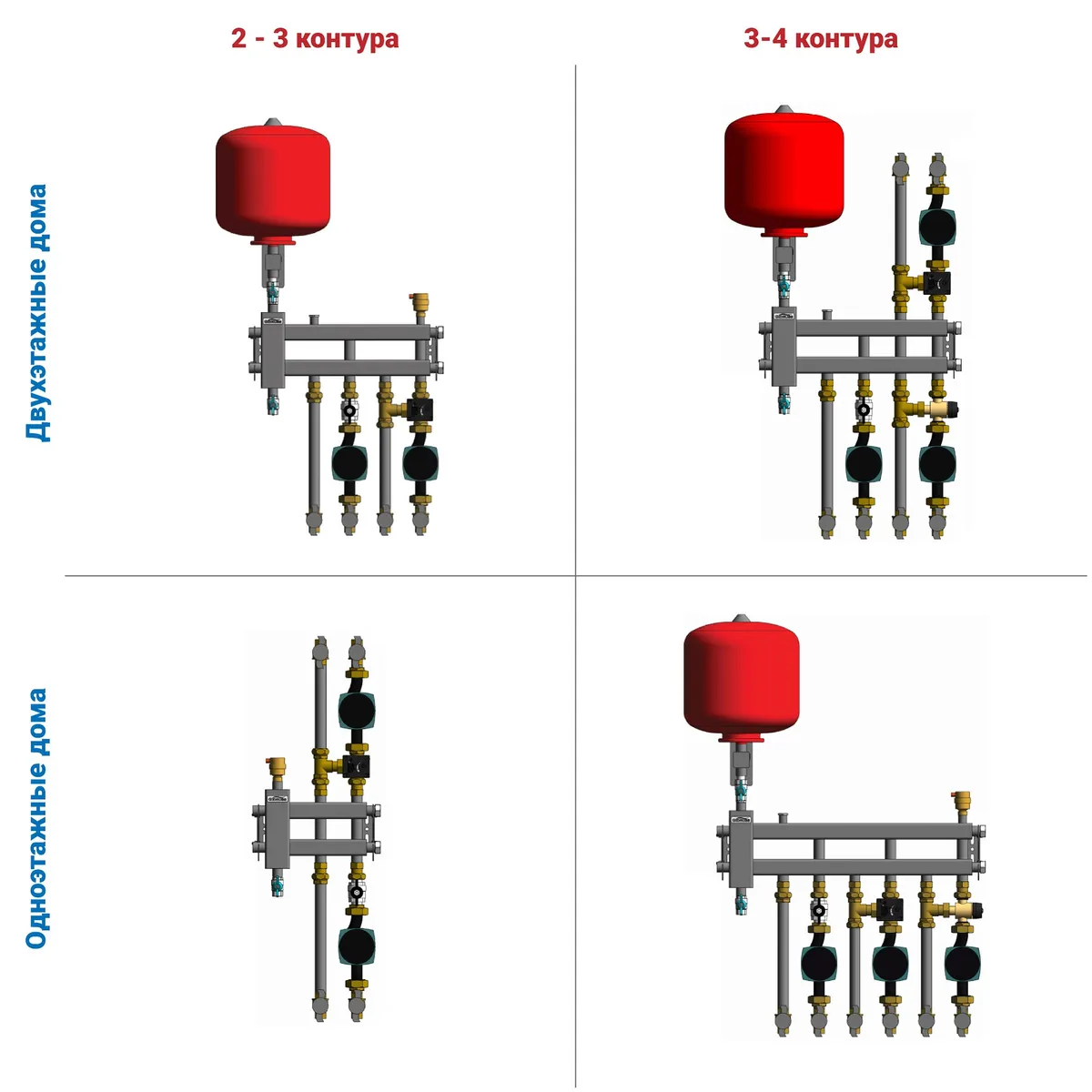 Семейство узлов для обвязки настенных котлов до 40 кВт Семейство узлов для обвязки настенных котлов до 40 кВт
