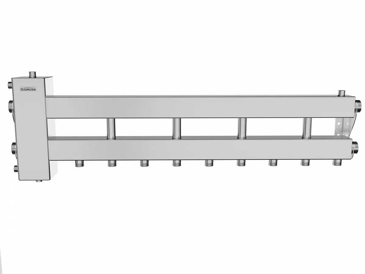 Нержавеющий коллектор с гидрострелкой на 4 + 1 контуров BMSS-150-5D Нержавеющий коллектор с гидрострелкой на 4 + 1 контуров BMSS-150-5D